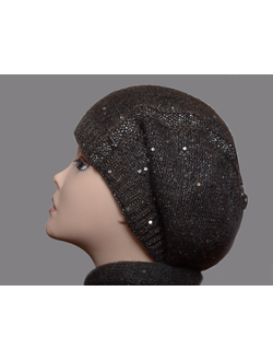 Берет коричневый вязаный женский Vizio Визио Италия 6160