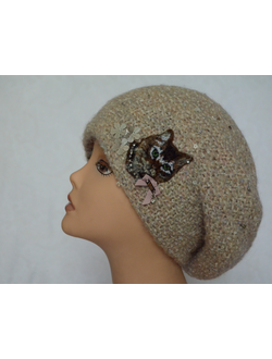 женский головной убор вязаный с кошкой фото берета Vizio Италия