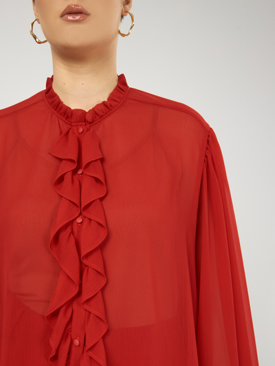 Блуза красная с жабо
