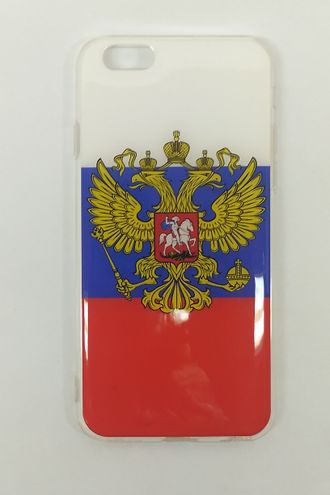 Защитная крышка силиконовая iPhone 6/6S с гербом и флагом РФ