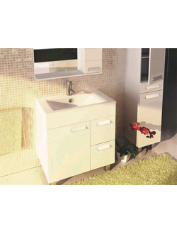 Тумба-умывальник "Модена М-75" белая матовая с раковиной "Quadro 75"