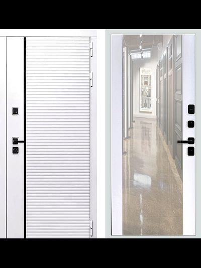 Белая дверь Rx29 с панелью зеркало СБ16