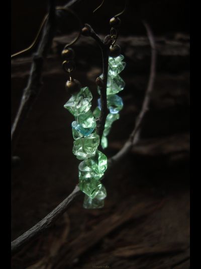 Летние серьги-хрусталики "Брызги лесного озера"