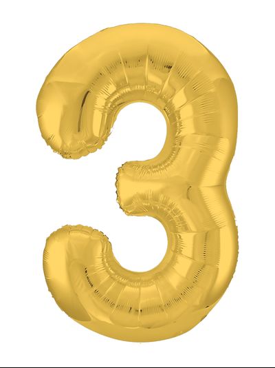 Шар цифра 3 золотая