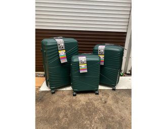 Комплект из 3х чемоданов Impreza Imperial Полипропилен S,M,L Темно-зеленый