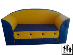 Детский игровой мягконабивной диван "Гулливер" синий/желтый