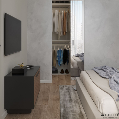 Декор ламината Alloc Original Дуб Светло-Серый Элегант 04461 в интерьере комнаты