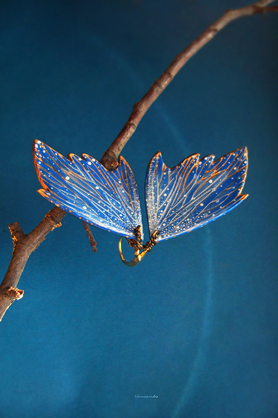 "Вавилонский мотылёк", крупные серьги-крылья авторской работы