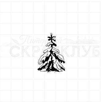 Штамп для скрапбукинга елка в снегу нарисованная