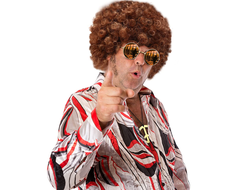 Набор DISCO Парик с короткими вьющимися чёрно-коричневыми волосами с очками