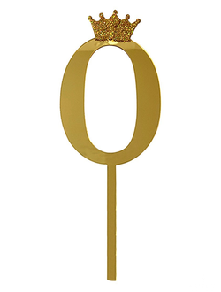 ТОППЕР ЦИФРА 0 КОРОНА GOLD 18СМ