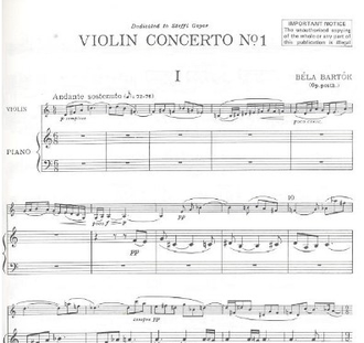 Bartók. Concerto №1 for violin and orchestra, op. post: for violin and piano