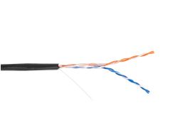 Кабель U/UTP 2 пары, Кат.5 (Класс D),(0,47 ± 0,01) 100МГц, одножильный, BC (чистая медь), внешний, PE до -40C, черный, 305м