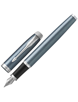 Ручка подарочная перьевая PARKER "IM Core Light Blue Grey CT", серо-голубой лак, хромированные детали, синяя, 1931648
