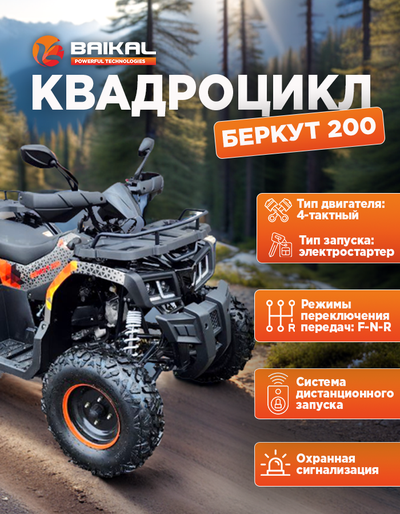 Квадроцикл BAIKAL БЕРКУТ 200 оранжевый
