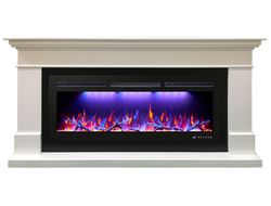 Линейный электрокамин Турин белый с очагом FreeSpace 55 LED FX