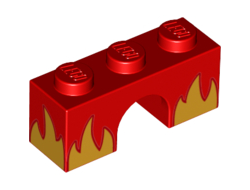 Arch 1 x 3 with Alternate Bright Light Orange Flames Pattern Rage Kitty, Red (4490pb13 / 6253946)