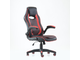 Игровое кресло K-37,  черная кожа красные вставки BR