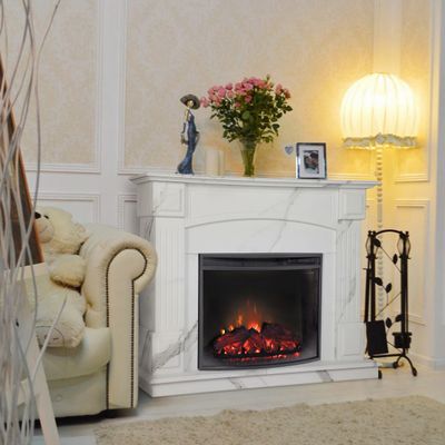 Электрокамин Carolina Marble WT с очагом Evrika 25.5 LED
