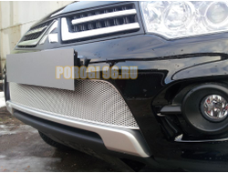 Защита радиатора Mitsubishi L200 2013-2015 (Калуга)/Pajero Sport 2013-2016 (Калуга) (chrome) PREMIUM