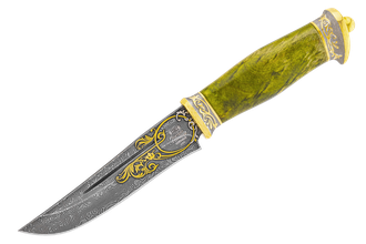 Нож охотничий Н90 Рисованный клинок в золоте
