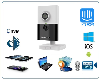 Novicam PRO 25 WiFi/LAN мини IP видеокамера с ночным видением, встроенный DVR, Full HD 2 Мп (iVMS-4500 lite)