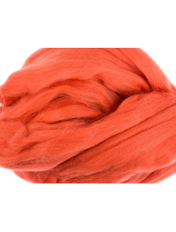 Шерсть для валяния, лента гребенная, Камтекс, полутонкая, коралл темный (124), 50г