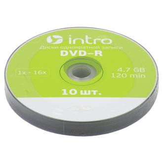 Носители информации DVD-R, 16x, Intro, Shrink/10, Б0016860