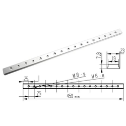 Профиль-слайдер 450 мм с комбинированной резьбой М6 и М8 ДЛЯ ПАЗА 19.2 ММ