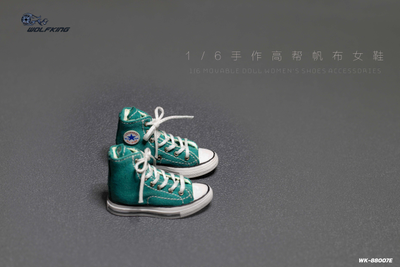 Женские кеды (зеленые) 1/6 hand-made high-top canvas women's shoes (WK-88007E) - WOLFKING