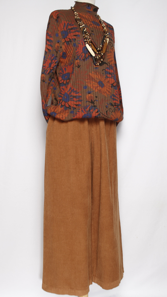 Брюки Бохо "ПАЛАЦЦО КРУПНЫЙ ВЕЛЬВЕТ" охра до р.56