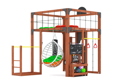 Детская площадка Савушка КУБ-1 (Махагон) с подушками и коконом