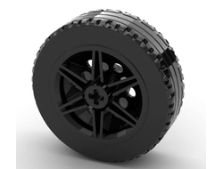 Wheel 30mm D. x 14mm with Black Tire 43.2 x 14 Solid 56904 / 30699, Black (56904c02)