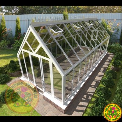 Базовая комплектация теплицы из стекла и алюминия ЧЕСТЕРФИЛД размером 8000 х 3000 мм