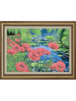 Маки у пруда, К3495