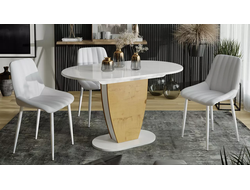 Стол обеденный Монреаль Тип 1 Белый глянец/бунратти