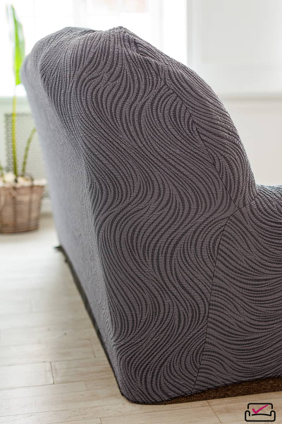 Чехол на 2х местный диван Жаккард Волна Пепельный. Россия