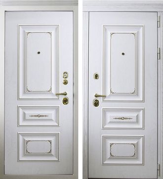 Входная металлическая дверь Тайгер Версаль белый патина / белый патина