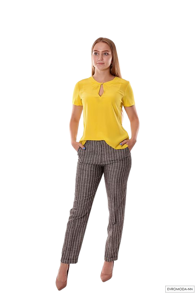 Брюки женские серые в полоску 6132 Pretty One (р. 42 - 50 RU)