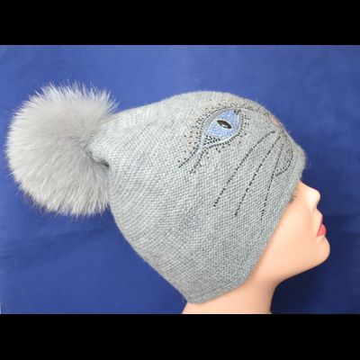 Женская шапка кошка с помпоном Vizio Италия 5562