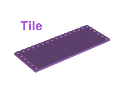 Tile, Modified 6 x 16 with Studs on Edges, Medium Lavender (6205 / 6052293)