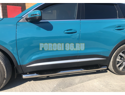 Пороги труба с проступью Папа Тюнинг d76 для Chery Tiggo 7L 2025-