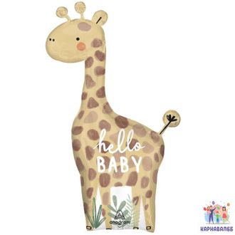Шар фольга Жираф 106 см ( Шар + гелий+ лента)