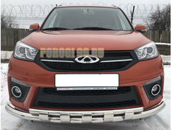 Защита переднего бампера двойная с перемычками d60/42 для Chery Tiggo 3 (2017-...)