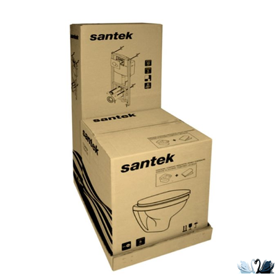 Комплект ПЭК Santek Бореаль 1.WH50.1.775. Инсталляция с кнопкой (черный, матовый) и подвесной унитаз с сиденьем микролифт