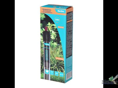 Нагреватель Naribo 50Вт стеклянный, для аквариума 35-60л