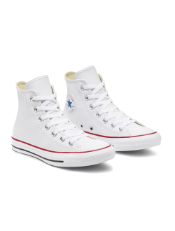 Кеды Converse All Star Leather белые высокие кожаные