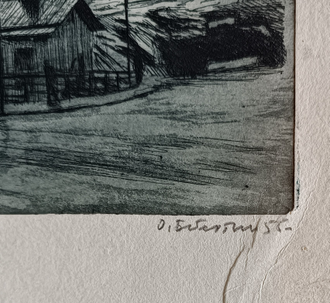 "Сумерки, Эльбрус" цветная линогравюра Бетехтин О.Г. 1956 год