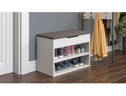 Тумба для обуви Тип 11 Белый Ясень/Велюр Серый