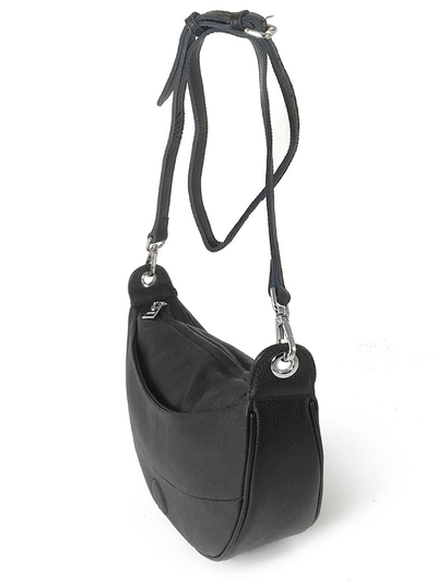 (АРТИКУЛ: 10064/1) СУМКА ЖЕНСКАЯ, НЕБОЛЬШАЯ, НАТУРАЛЬНАЯ КОЖА, ЧЕРНАЯ, С ПЛЕЧЕВЫМ РЕМНЕМ